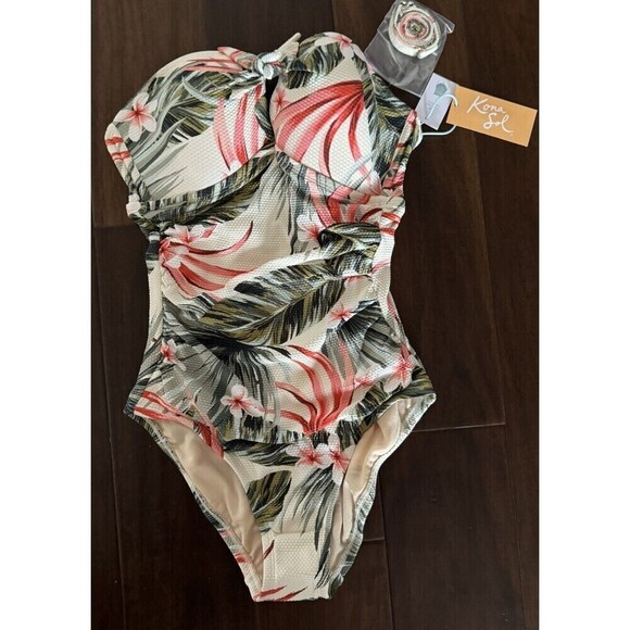 Women's Pique Bandeau High Coverage One Piece Swimsuit - Kona Sol Multi XS (0-2) - Picture 2 of 8